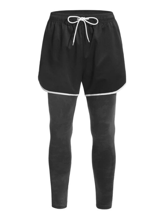 Men Binding Drawstring Waist Sports Tights - Image 4