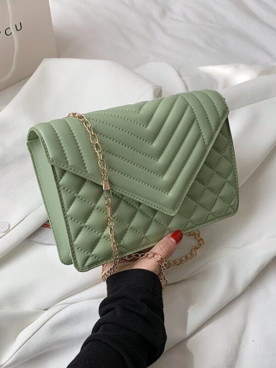 Minimalist Quilted Chain Crossbody Bag - Image 6