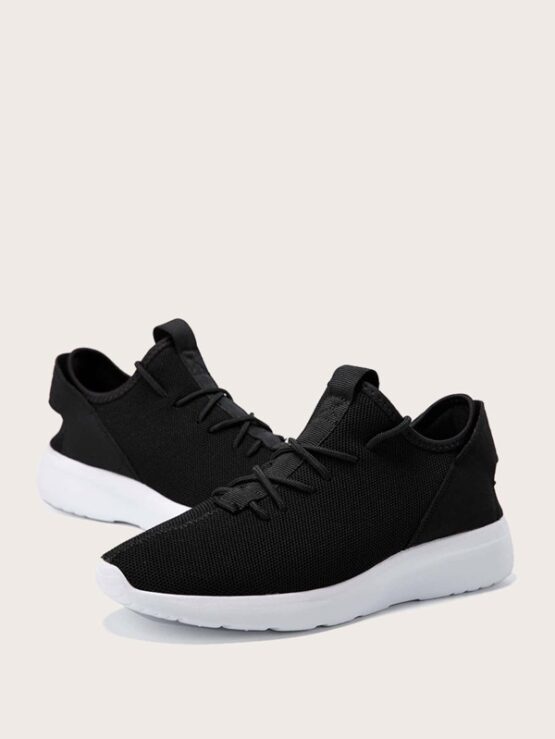 Men Lace-up Decor Knit Sneakers - Image 2