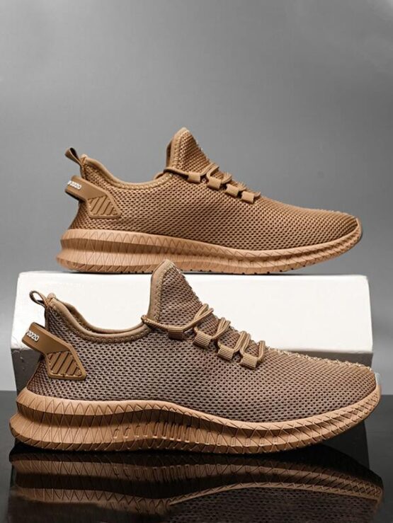 Men Lace-up Decor Knit Sneakers - Image 6