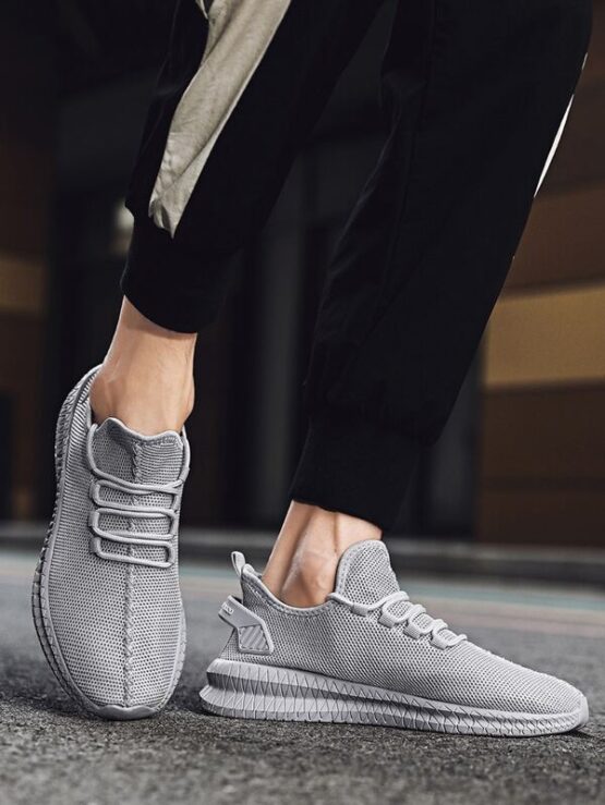 Men Lace-up Decor Knit Sneakers - Image 8