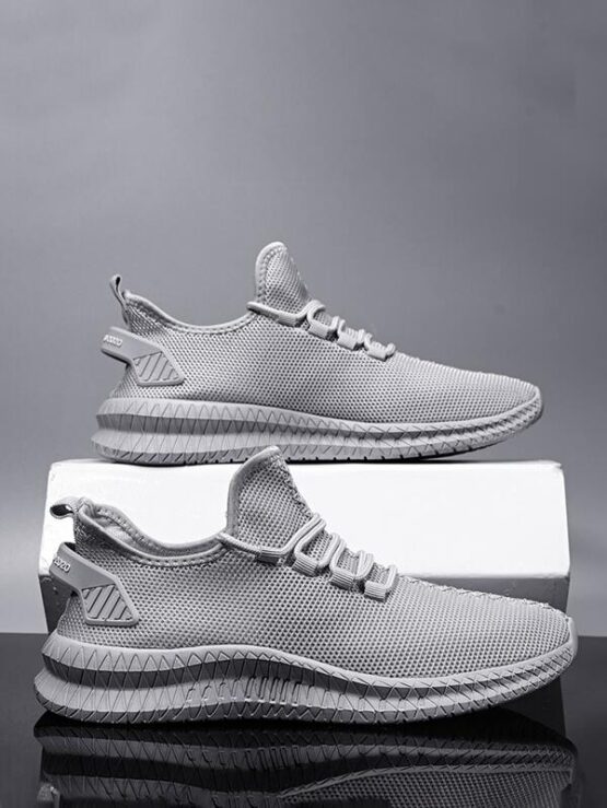 Men Lace-up Decor Knit Sneakers - Image 9