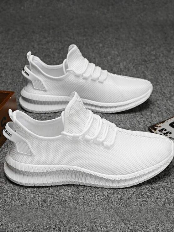 Men Lace-up Decor Knit Sneakers - Image 11