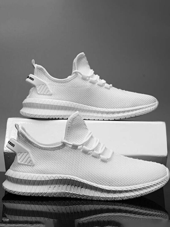 Men Lace-up Decor Knit Sneakers - Image 12