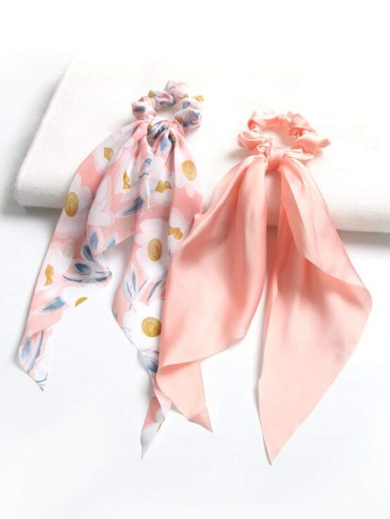 Fantastic Three Pieces Flower Print Scarf Hair Tie - Image 5