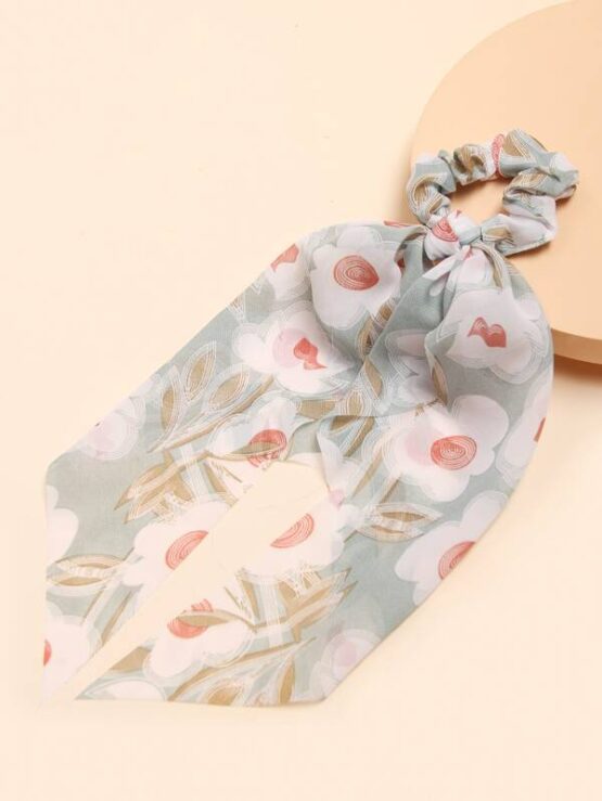 Fantastic Three Pieces Flower Print Scarf Hair Tie - Image 3