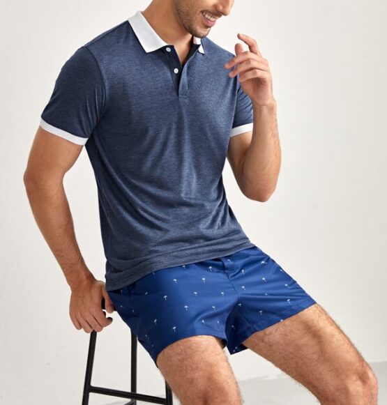 Men Contrast Binding Polo Shirt