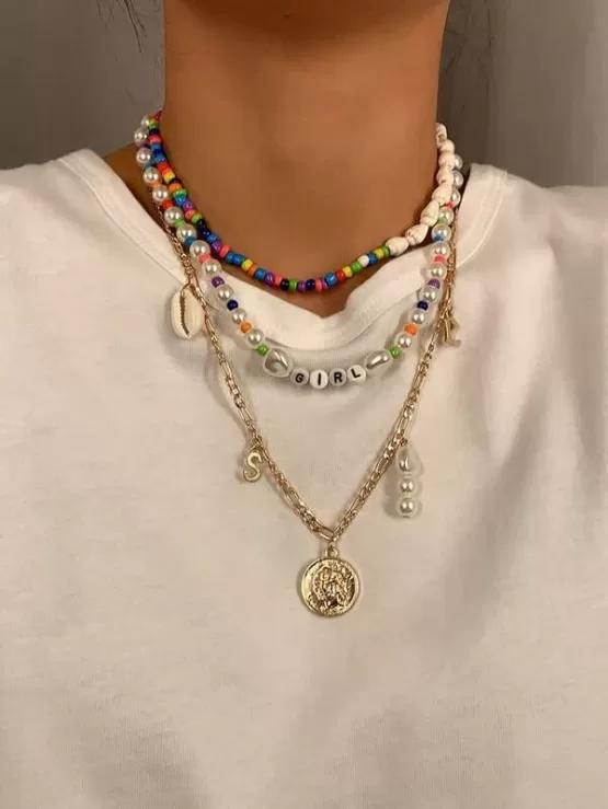 Three pieces Faux Pearl Beaded Necklace - Image 2