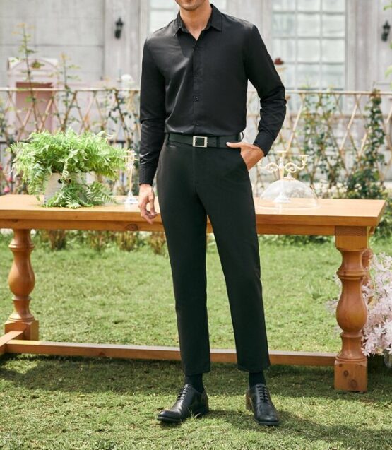Fantastic  Men Button Front Solid Shirt - Image 3