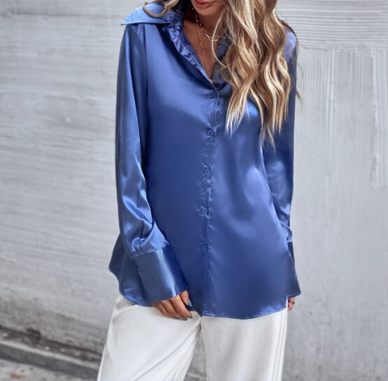 Fantastic  Satin Button Front Blouse - Image 2