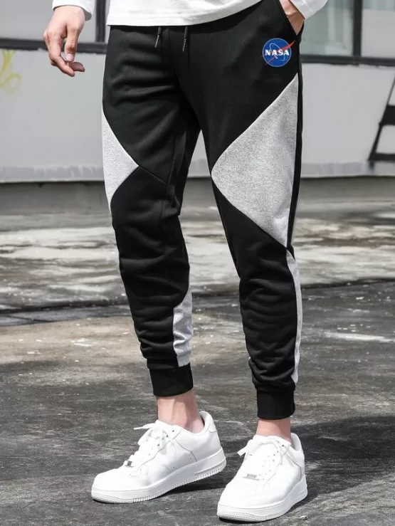 Men Cut And Sew Letter Graphic Sweatpants