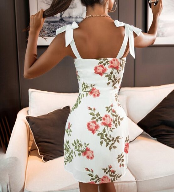 Floral Print Bustier Tie Shoulder Cami Dress - Image 2