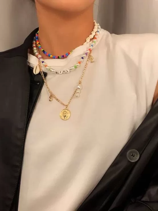 Three pieces Faux Pearl Beaded Necklace