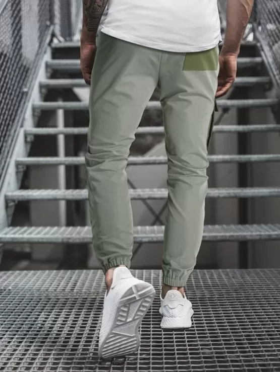 Men Color Block Flap Pocket Drawstring Waist Pants - Image 2