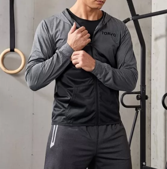 Men Ombre And Letter Graphic Hooded Sports Jacket - Image 3