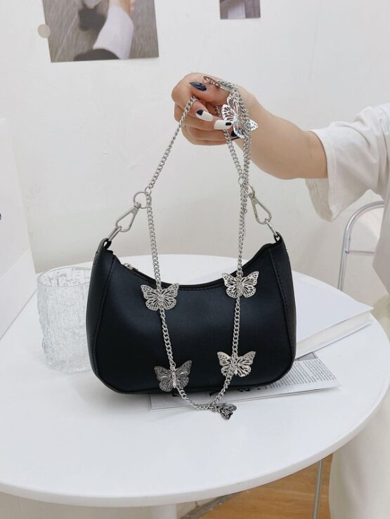 Metal Butterfly Charm Chain Shoulder Bag - Image 2