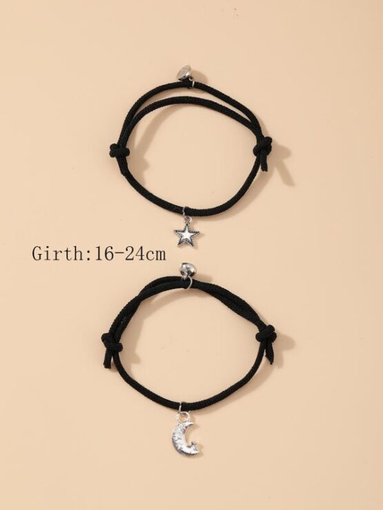 2pcs Couple Moon & Star Charm Magnetic Bracelet - Image 3