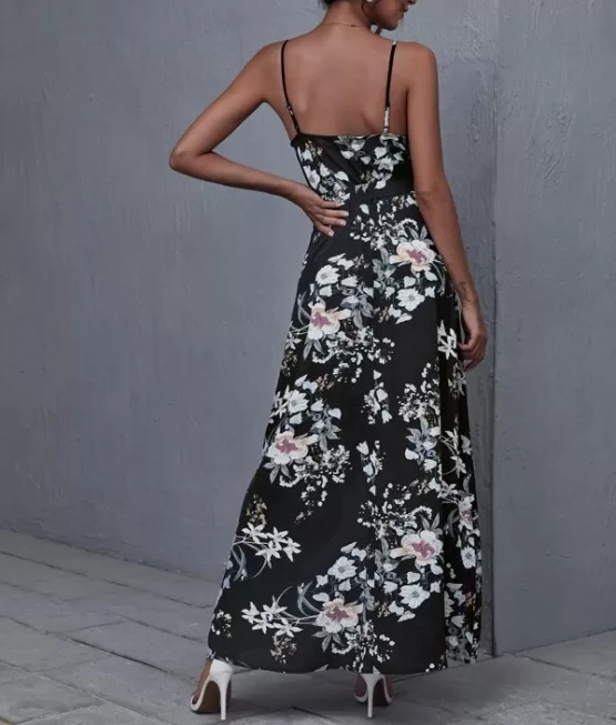 Wrap Belted Floral Print Cami Dress - Image 2