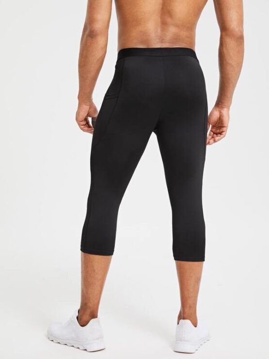 Men Medium Stretch Pocket Side Capris Sports Tights - Image 2