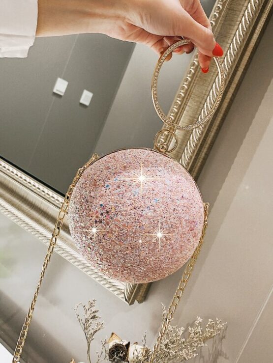 Glitter Ball Clutch Bag With Ring Handle - Image 2