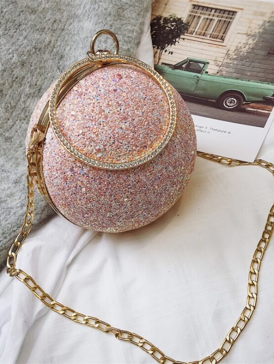 Glitter Ball Clutch Bag With Ring Handle - Image 3