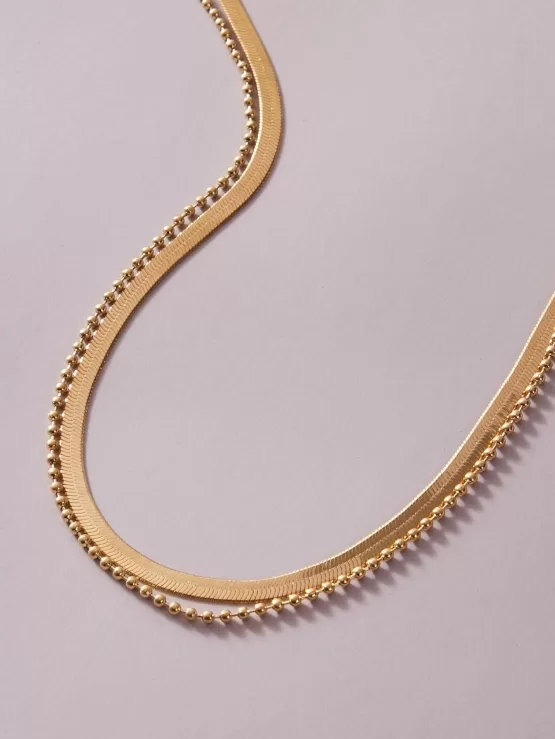 1pc Snake Bone Decor Beaded Layered Necklace - Image 2