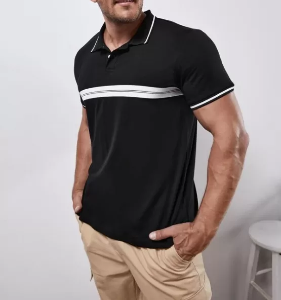 Fantastic  Men Striped Print Polo Shirt - Image 3