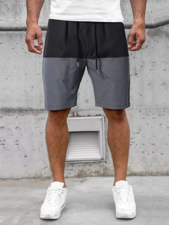 Men Color Block Drawstring Shorts