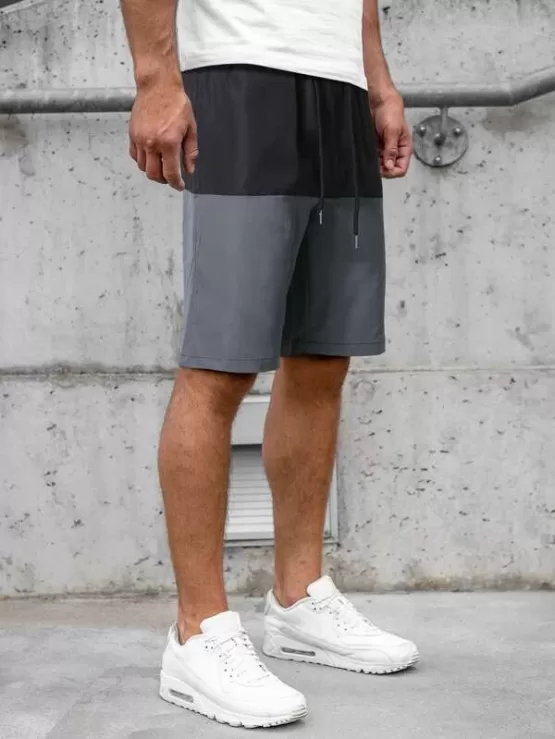 Men Color Block Drawstring Shorts - Image 3