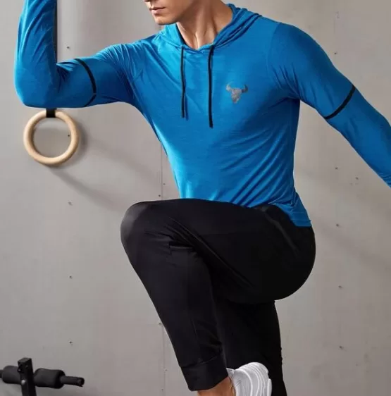 Men Drawstring Hooded Sports Sweatshirts