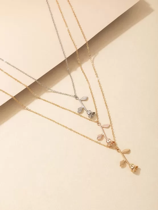 Fantastic  3pcs Rose Charm Necklace - Image 2