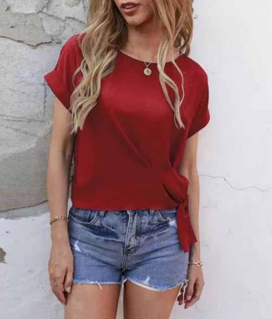 Knot Side Batwing Sleeve Blouse - Image 6