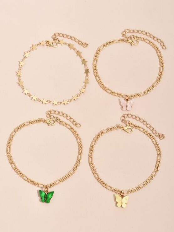 4pcs Girls Butterfly Charm Anklet - Image 2