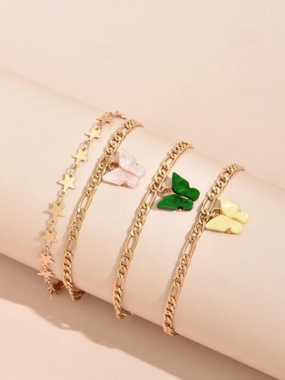 4pcs Girls Butterfly Charm Anklet - Image 3