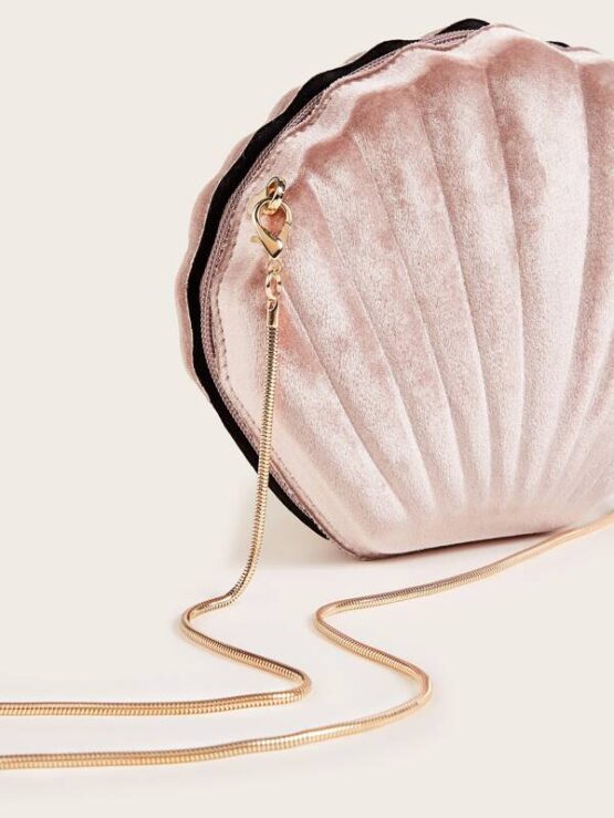 Velvet Shell Shaped Crossbody Bag - Image 3