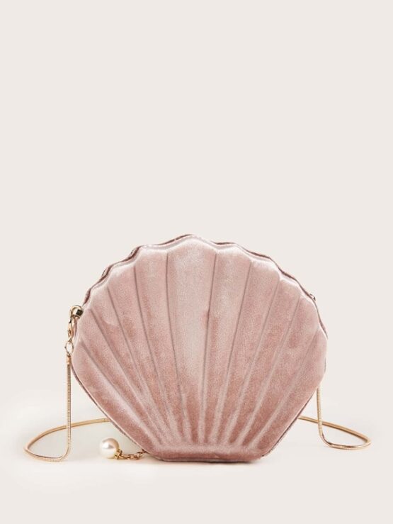 Velvet Shell Shaped Crossbody Bag - Image 2