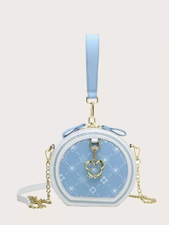 Chain Graphic Circle Bag With Bag Charm - Image 3