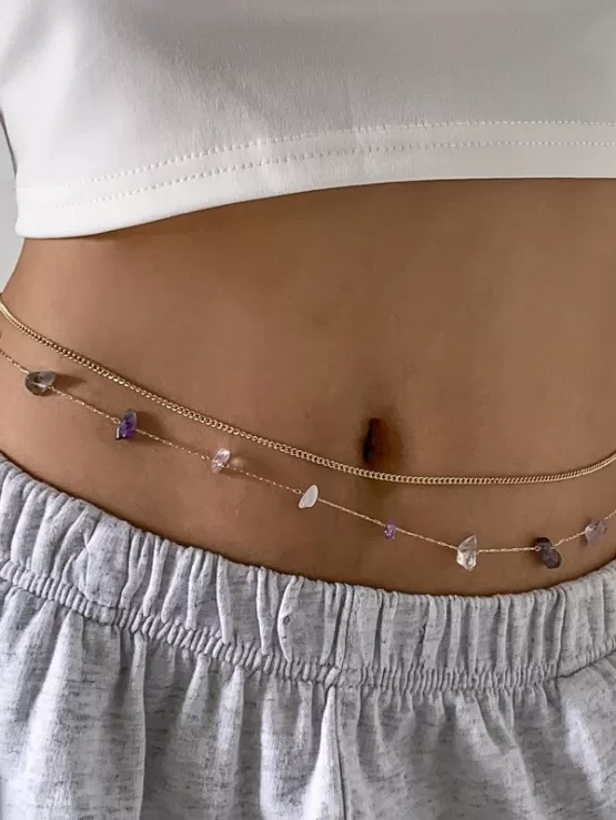 Fantastic Two pieces Stone Decor Waist Chain