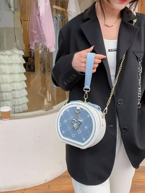 Chain Graphic Circle Bag With Bag Charm