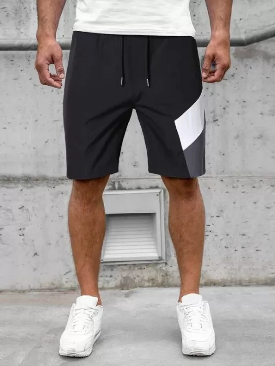 Men Color Block Drawstring Waist Shorts