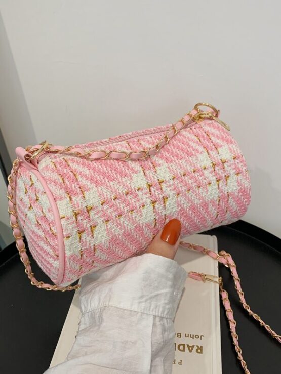 Fantastic  Plaid Pattern Chain Bucket Bag - Image 2