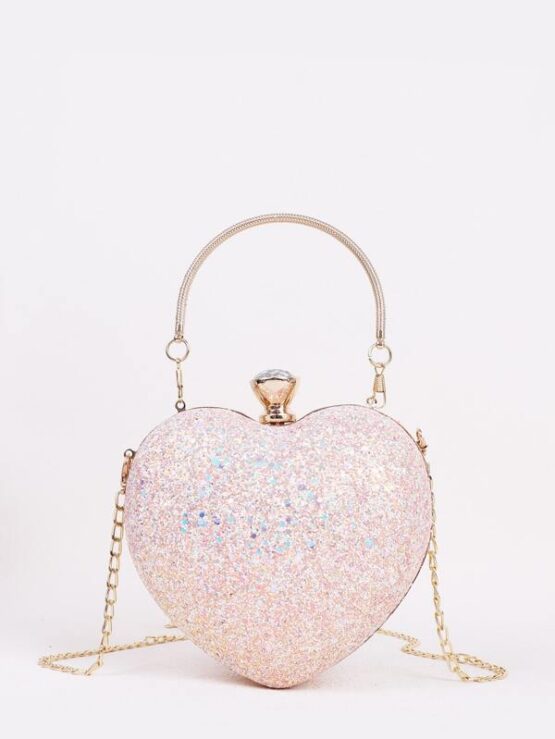Allover Glitter Decor Heart Design Clutch Bag - Image 4