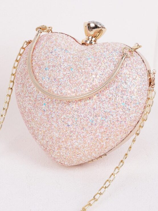 Allover Glitter Decor Heart Design Clutch Bag - Image 5