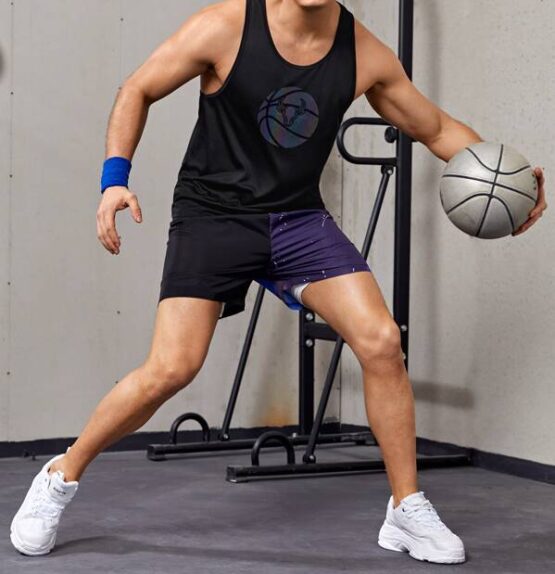 Men Reflective Basketball Bull Print Sports Tank Top - Image 3