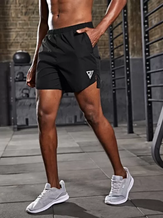Men Slit Hem Graphic Print Shorts