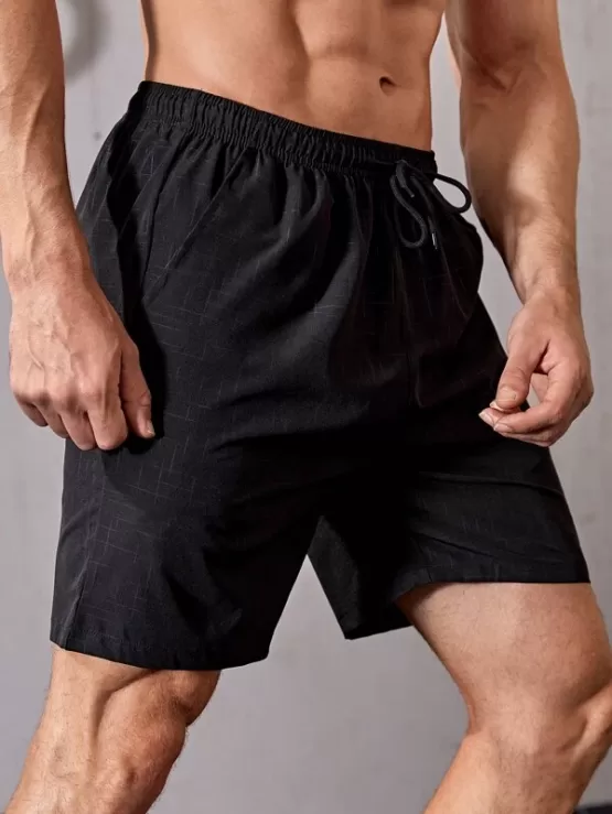 Men Solid Drawstring Sports Shorts - Image 3