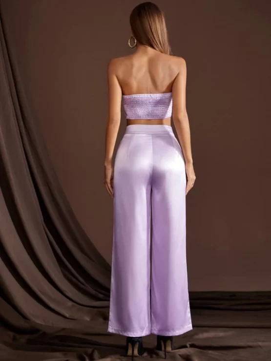 Satin Tube Top & Wide Leg Pants - Image 3