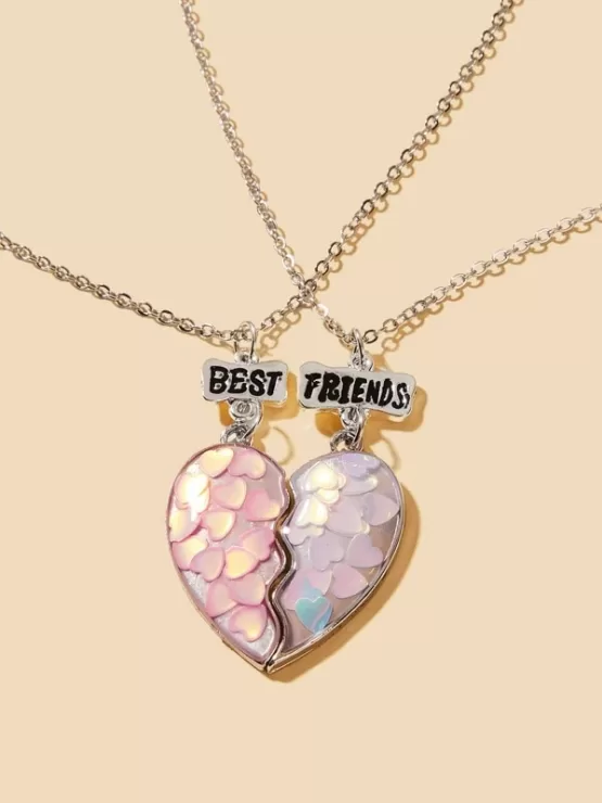 Half Heart Pendant Necklace 2pcs - Image 2