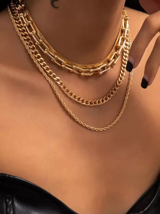 Four pieces Simple Gold Necklace