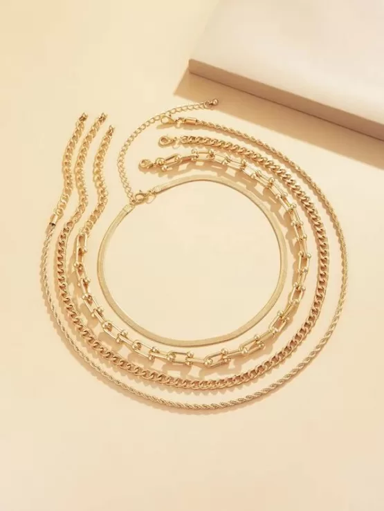 Four pieces Simple Gold Necklace - Image 3